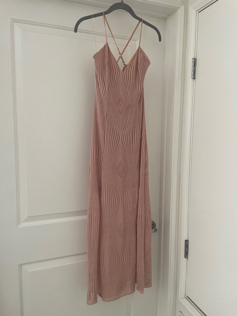 Dusty Rose Knit Slip Maxi Dress with Spaghetti Straps